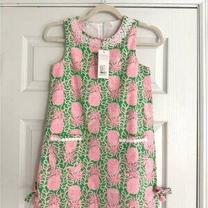 Lilly Pulitzer Green and Pink Floral Classic Shift Dress Party Like a Pineapple